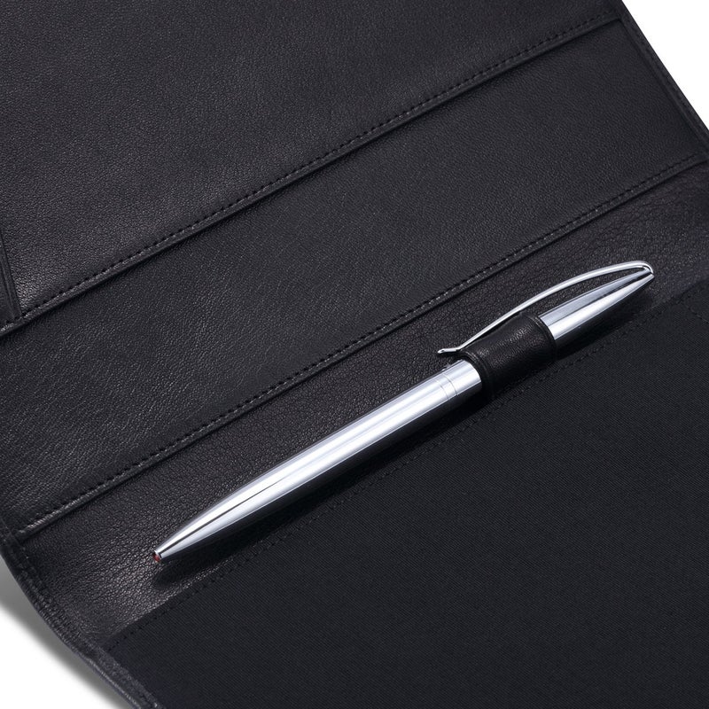 HISCOW Leather Junior Padfolio for Men & Women with Pen Loop, Italian Calfskin, Business Portfolio Notebook Folder (Classic Black) - Image 5